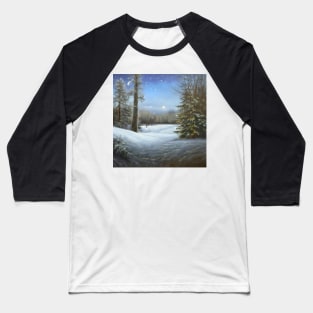 Winter Night in the Woods Baseball T-Shirt